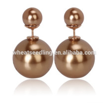 Many colors in stock Ball Double sided pearl earring designs